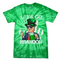 Lets Go Brandon St Patricks Day Trump American Flag Shamrock Tie-Dye T-Shirt