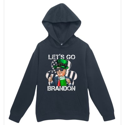 Lets Go Brandon St Patricks Day Trump American Flag Shamrock Urban Pullover Hoodie