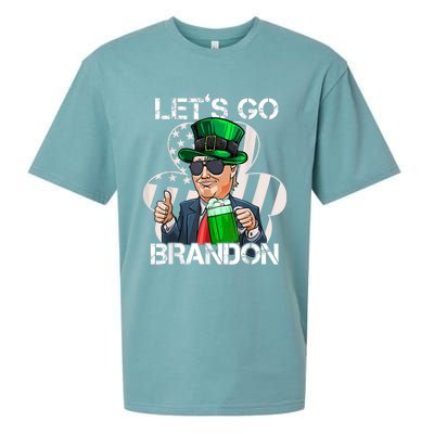 Lets Go Brandon St Patricks Day Trump American Flag Shamrock Sueded Cloud Jersey T-Shirt