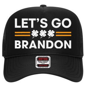 Lets Go Brandon Funny St Patrick's Day Irish Shamrock High Crown Mesh Back Trucker Hat