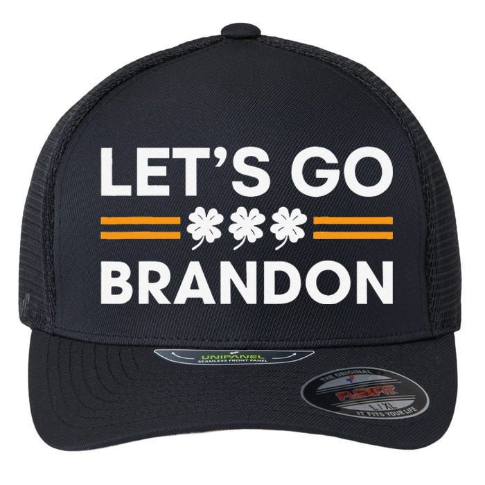 Lets Go Brandon Funny St Patrick's Day Irish Shamrock Flexfit Unipanel Trucker Cap