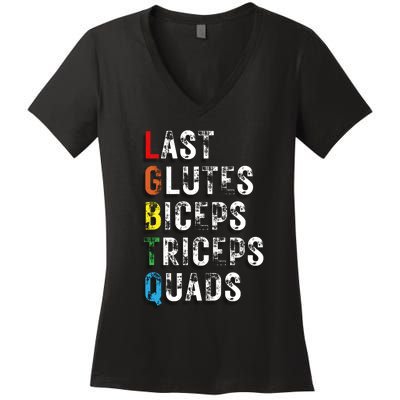 Last Glutes Biceps Triceps Quads Women's V-Neck T-Shirt