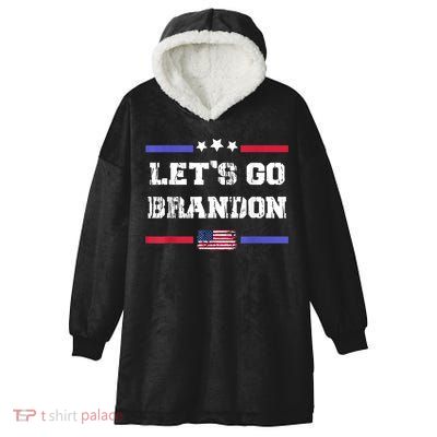 Let's Go Brandon Conservative Anti Liberal US Flag Hooded Wearable Blanket