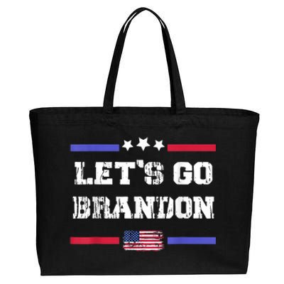 Let's Go Brandon Conservative Anti Liberal US Flag Cotton Canvas Jumbo Tote