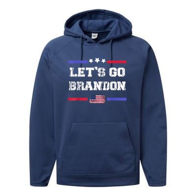 Let's Go Brandon Conservative Anti Liberal US Flag Performance Fleece Hoodie