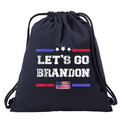 Let's Go Brandon Conservative Anti Liberal US Flag Drawstring Bag