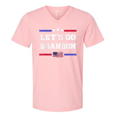 Let's Go Brandon Conservative Anti Liberal US Flag V-Neck T-Shirt