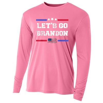 Let's Go Brandon Conservative Anti Liberal US Flag Cooling Performance Long Sleeve Crew