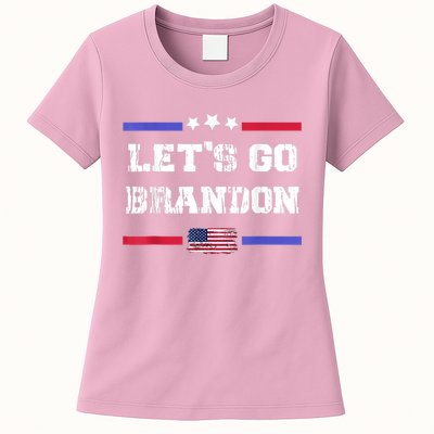 Let's Go Brandon Conservative Anti Liberal US Flag Womens T-Shirt