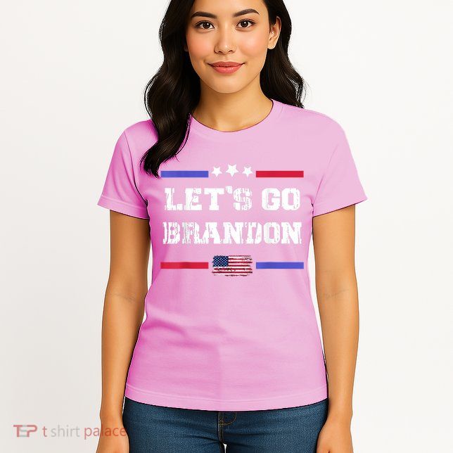 Let's Go Brandon Conservative Anti Liberal US Flag Womens T-Shirt