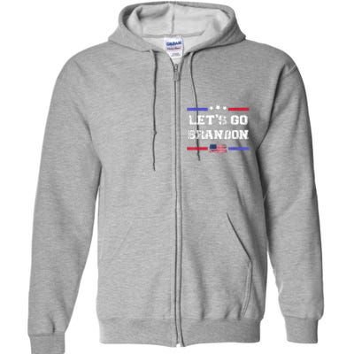 Let's Go Brandon Conservative Anti Liberal US Flag Full Zip Hoodie