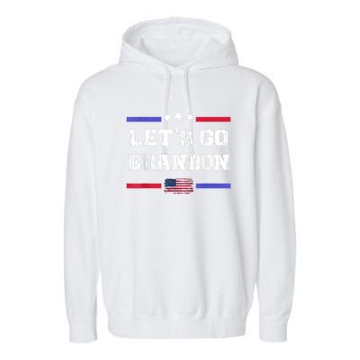 Let's Go Brandon Conservative Anti Liberal US Flag Garment-Dyed Fleece Hoodie