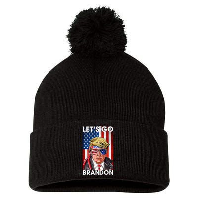 Lets Go Brandon American Flag Trump 4th Of July Patriotic Pom Pom 12in Knit Beanie