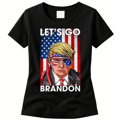 Lets Go Brandon American Flag Trump 4th Of July Patriotic Womens T-Shirt