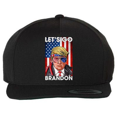 Lets Go Brandon American Flag Trump 4th Of July Patriotic Wool Snapback Cap