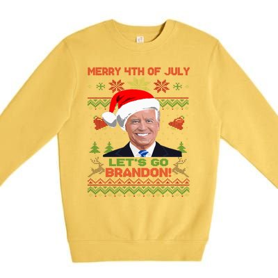 LetS Go Brandon Anti Biden Trump Santa Biden Ugly Christmas Gift Premium Crewneck Sweatshirt