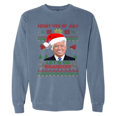 LetS Go Brandon Anti Biden Trump Santa Biden Ugly Christmas Gift Garment-Dyed Sweatshirt