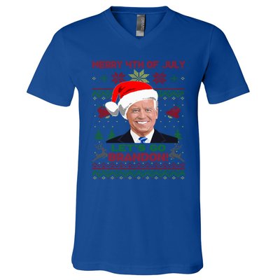 LetS Go Brandon Anti Biden Trump Santa Biden Ugly Christmas Gift V-Neck T-Shirt