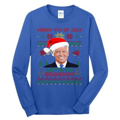 LetS Go Brandon Anti Biden Trump Santa Biden Ugly Christmas Gift Tall Long Sleeve T-Shirt