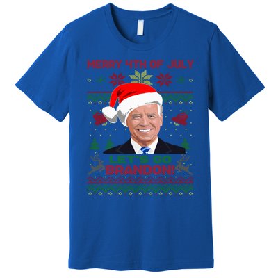 LetS Go Brandon Anti Biden Trump Santa Biden Ugly Christmas Gift Premium T-Shirt