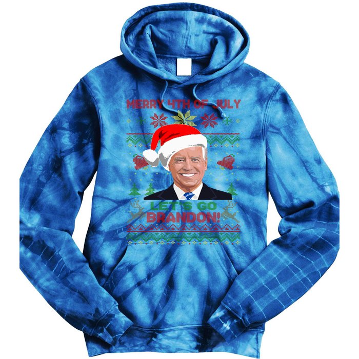 LetS Go Brandon Anti Biden Trump Santa Biden Ugly Christmas Gift Tie Dye Hoodie