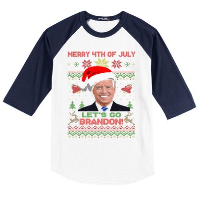 LetS Go Brandon Anti Biden Trump Santa Biden Ugly Christmas Gift Baseball Sleeve Shirt