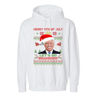 LetS Go Brandon Anti Biden Trump Santa Biden Ugly Christmas Gift Garment-Dyed Fleece Hoodie