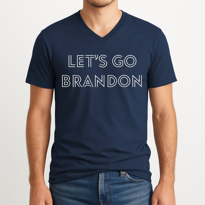 Lets Go Brandon Retro Font V-Neck T-Shirt
