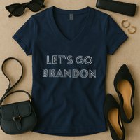 Lets Go Brandon Retro Font Women's V-Neck T-Shirt