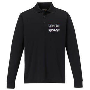 Lets Go Brandon Funny Trendy Sarcastic LetS Go Brandon Cool Gift Performance Long Sleeve Polo