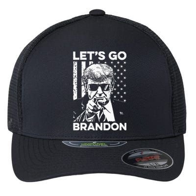 Let’s Go Brandon Conservative USA Flag Funny Donal Trump Flexfit Unipanel Trucker Cap