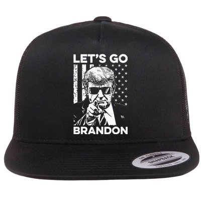 Let’s Go Brandon Conservative USA Flag Funny Donal Trump Flat Bill Trucker Hat