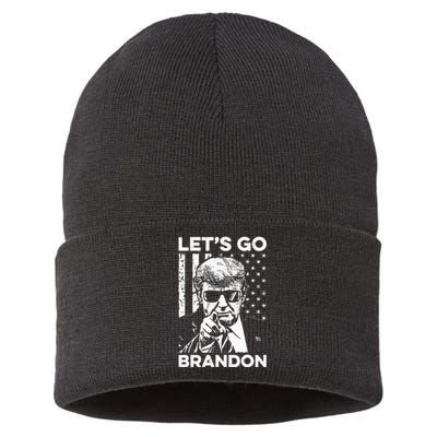 Let’s Go Brandon Conservative USA Flag Funny Donal Trump Sustainable Knit Beanie