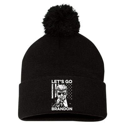 Let’s Go Brandon Conservative USA Flag Funny Donal Trump Pom Pom 12in Knit Beanie