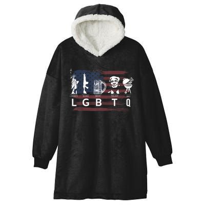 Liberty Guns Beer Trump BBQ Funny Costume LGBT Hooded Wearable Blanket