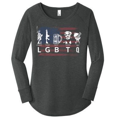 Liberty Guns Beer Trump BBQ Funny Costume LGBT Women's Perfect Tri Tunic Long Sleeve Shirt