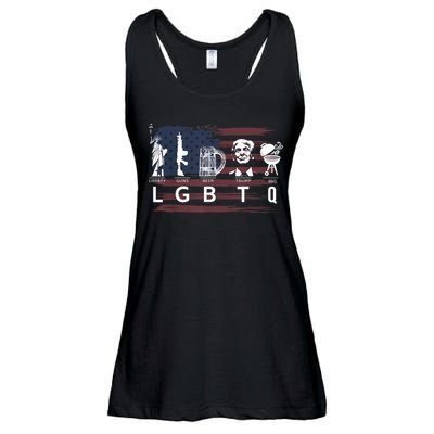 Liberty Guns Beer Trump BBQ Funny Costume LGBT Ladies Essential Flowy Tank