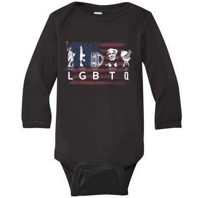 Liberty Guns Beer Trump BBQ Funny Costume LGBT Baby Long Sleeve Bodysuit