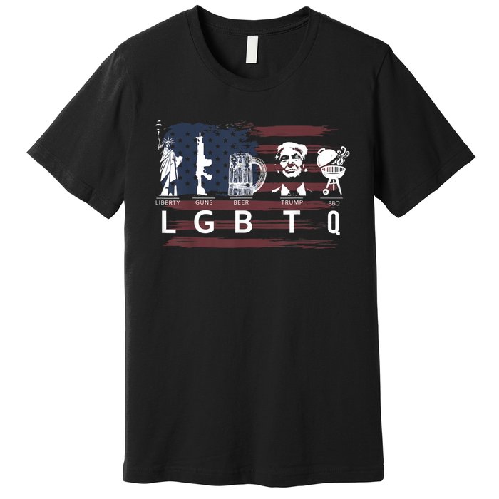 Liberty Guns Beer Trump BBQ Funny Costume LGBT Premium T-Shirt