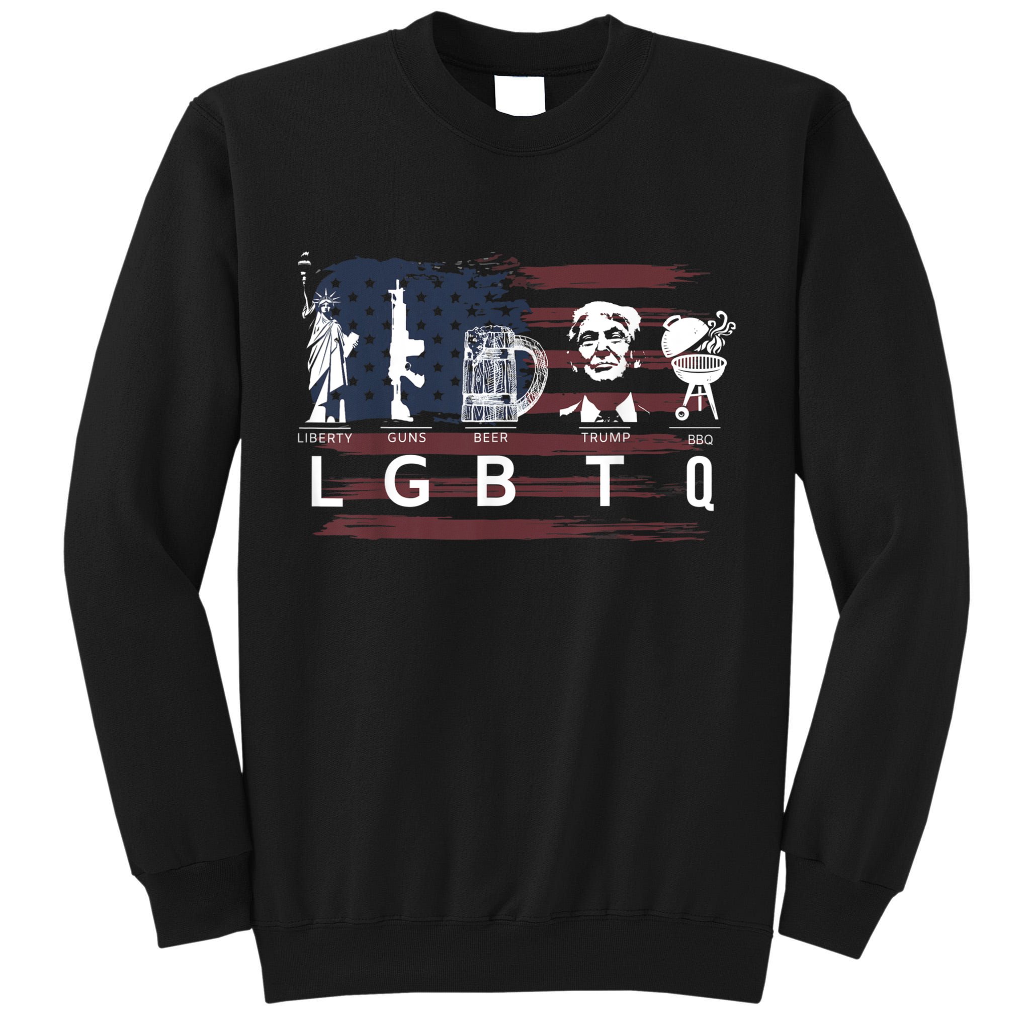 Liberty Guns Beer Trump BBQ Funny Costume LGBT Tall Sweatshirt