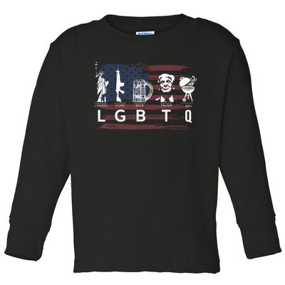 Liberty Guns Beer Trump BBQ Funny Costume LGBT Toddler Long Sleeve Shirt