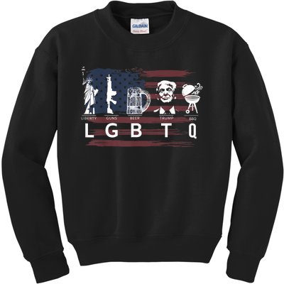 Liberty Guns Beer Trump BBQ Funny Costume LGBT Kids Sweatshirt