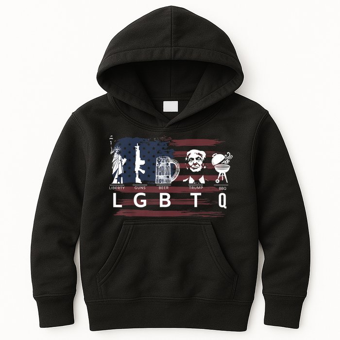 Liberty Guns Beer Trump BBQ Funny Costume LGBT Kids Hoodie