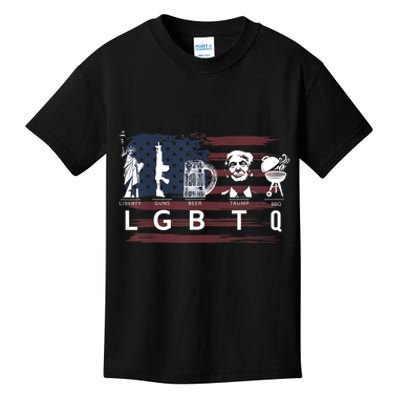 Liberty Guns Beer Trump BBQ Funny Costume LGBT Kids T-Shirt