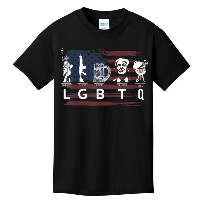 Liberty Guns Beer Trump BBQ Funny Costume LGBT Kids T-Shirt