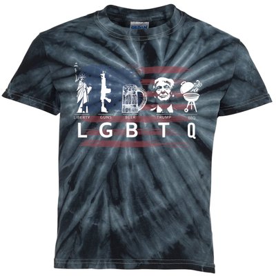 Liberty Guns Beer Trump BBQ Funny Costume LGBT Kids Tie-Dye T-Shirt