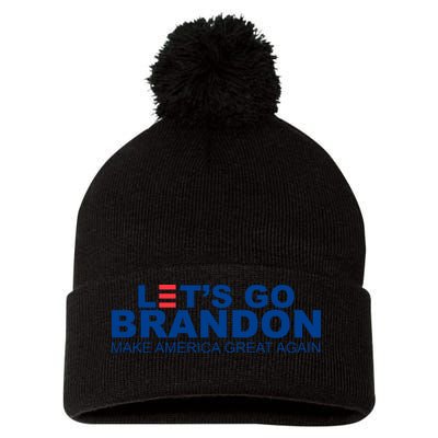 Let's Go Brandon Make America Great Again Pom Pom 12in Knit Beanie
