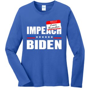 LetS Go Brandon Anti Joe Biden Chant Usa Impeach Joe Biden Great Gift Ladies Long Sleeve Shirt