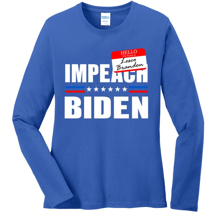 LetS Go Brandon Anti Joe Biden Chant Usa Impeach Joe Biden Great Gift Ladies Long Sleeve Shirt