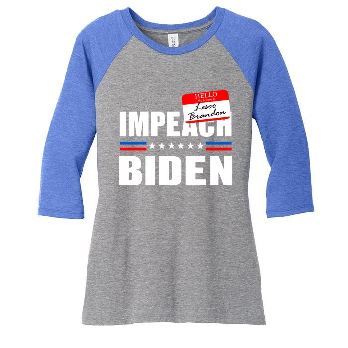 LetS Go Brandon Anti Joe Biden Chant Usa Impeach Joe Biden Great Gift Women's Tri-Blend 3/4-Sleeve Raglan Shirt